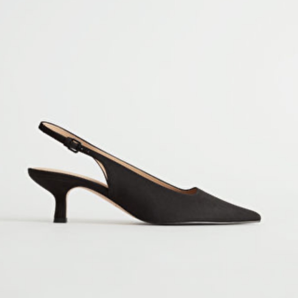 Pointed kitten heel mules, black size 7